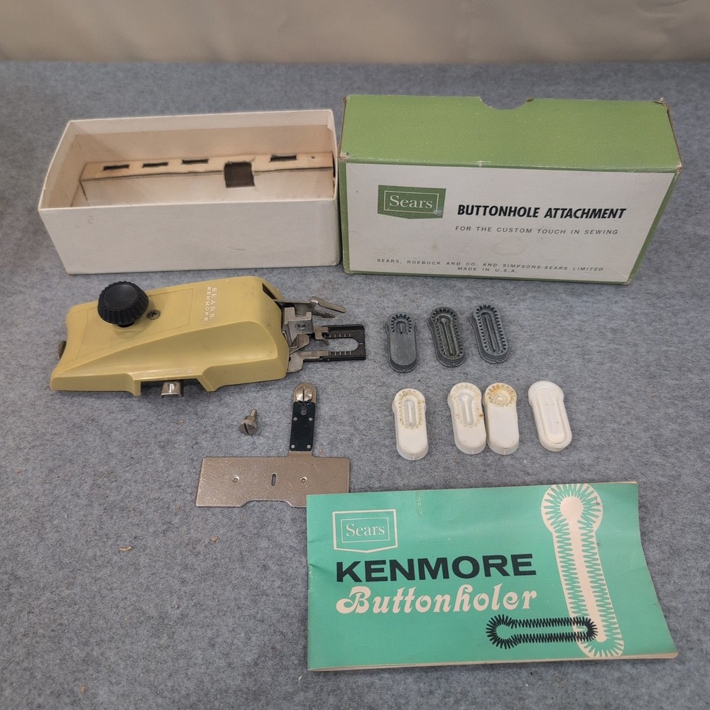 Vintage Sears Kenmore Buttonhole Attachment Set 6774 with Templates and Box